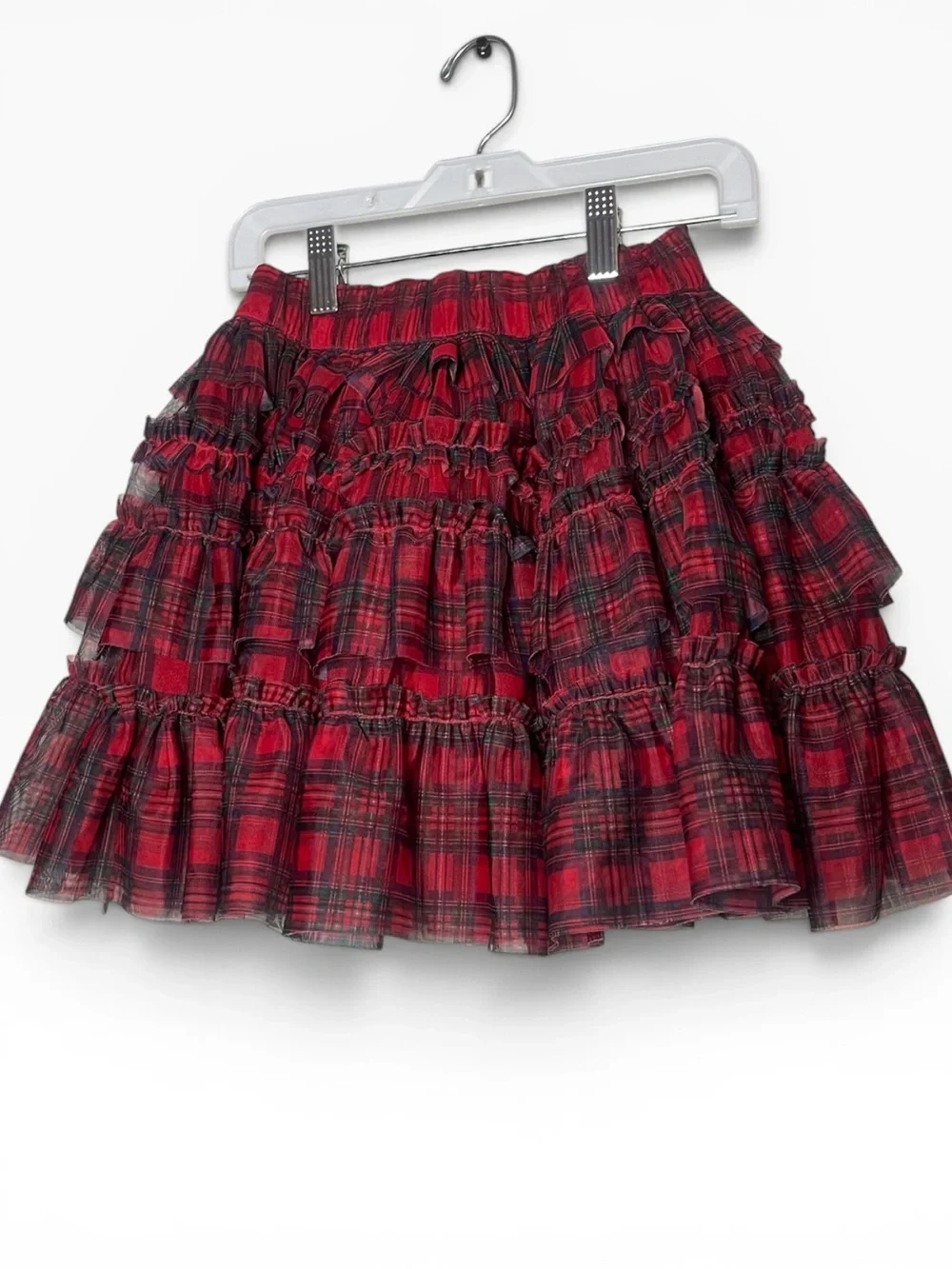 Gymboree Girls Red Tartan Plaid Tiered Ruffle Skirt Size 10 Holiday Christmas